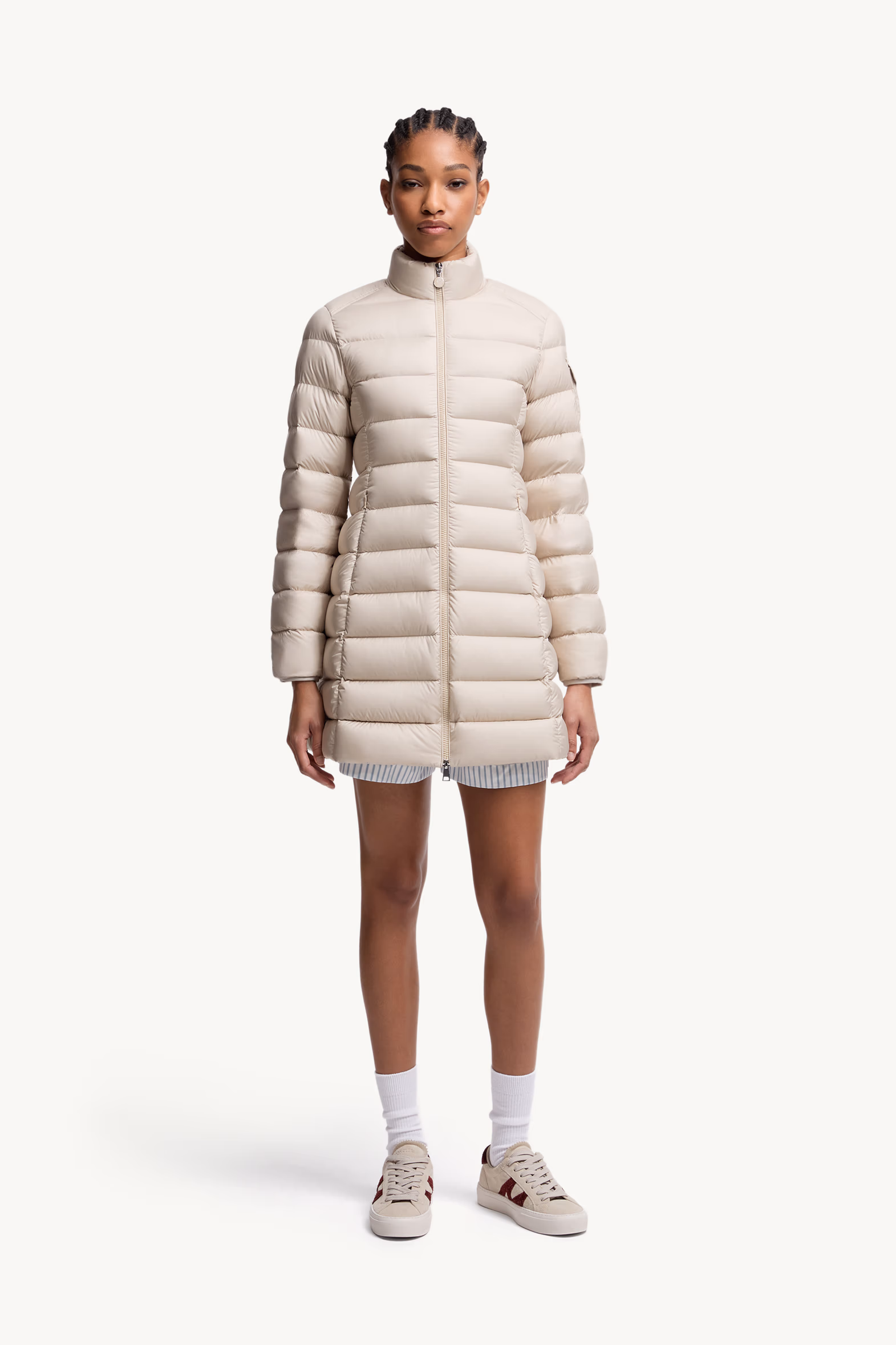 Igesse Mid-Length Down Jacket Women Light Beige Moncler 3